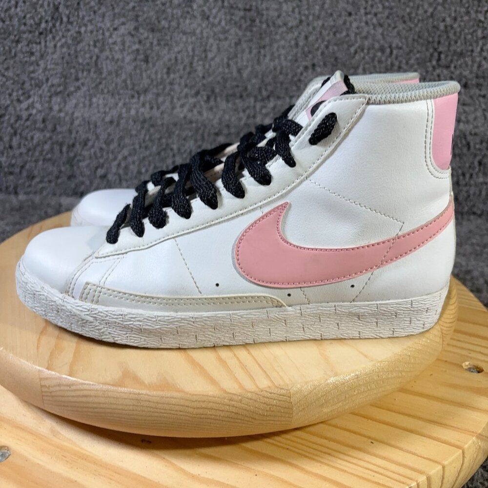 Nike Blazer '77 Mid Sneaker Kids Size 7Y White Pink Leather Basketball Shoes